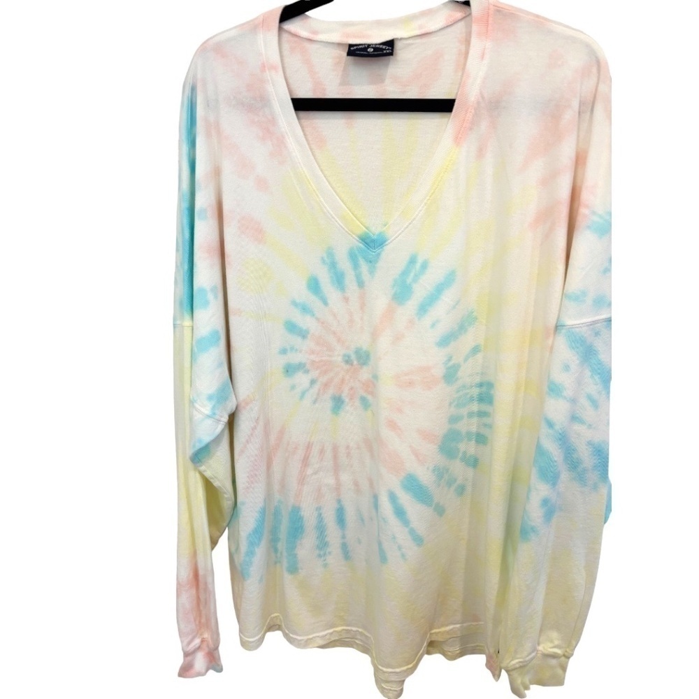 Spirit Jersey Plus Size Tie Dye Long Sleeve V-Neck Top Size XXL NWOT